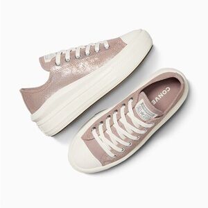 Converse Chuck Taylor All‎ Star Platform Sneakers Metallic Pink Silver Size 8.5